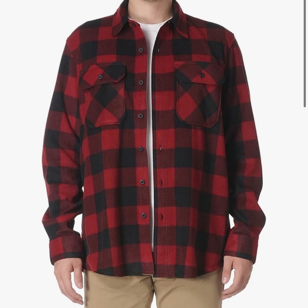 Wrangler Men's Red and Black Buffalo Plaid Shirt